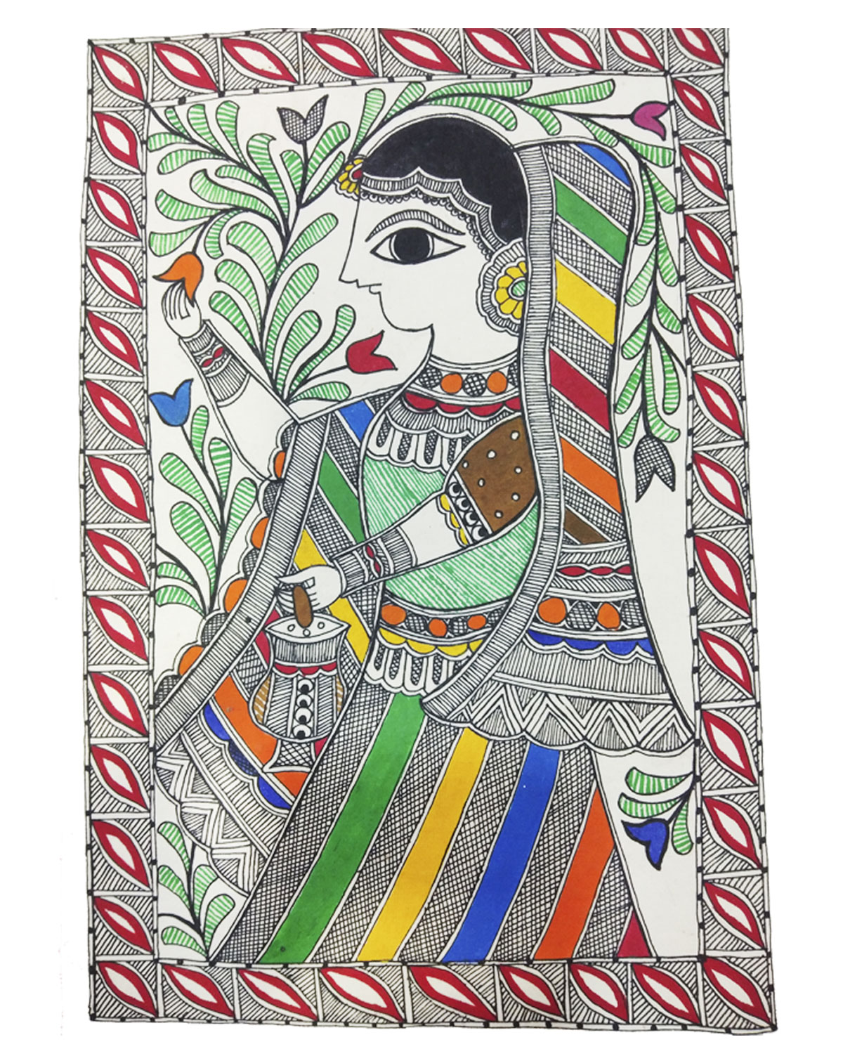 Goddess Sita in Pushpa Vaatika-Madhubani Painting